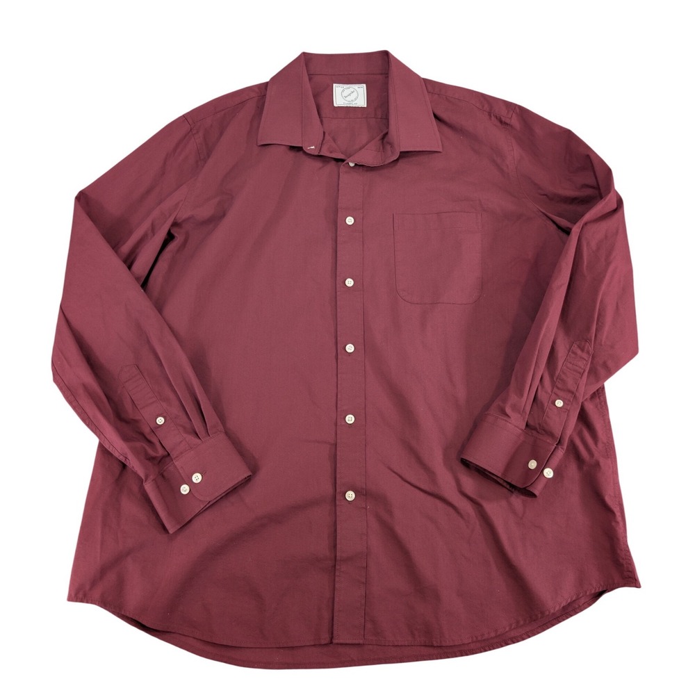 Bespoke Classic Fit Button Down Shirt Burgundy Size XL‎ 17-17.5 34/35